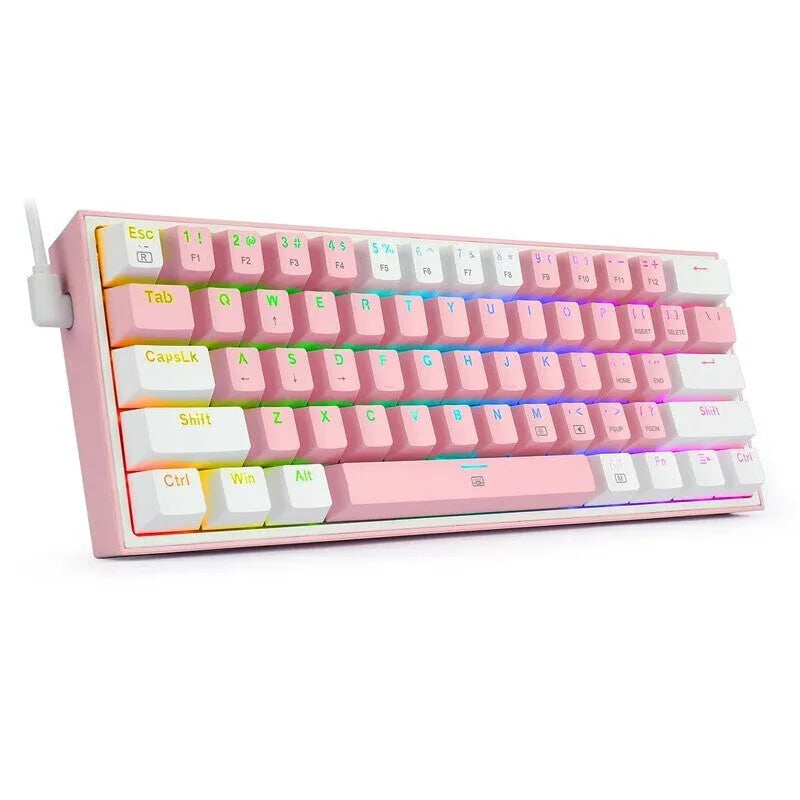 White pink K617 wired mechanical keyboard with RGB backlighting and dual-shot keycaps