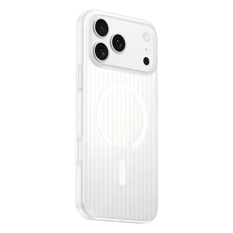 Corrugated magnetic anti-slip frosted PC phone case for iPhone 13 to 17 series in black