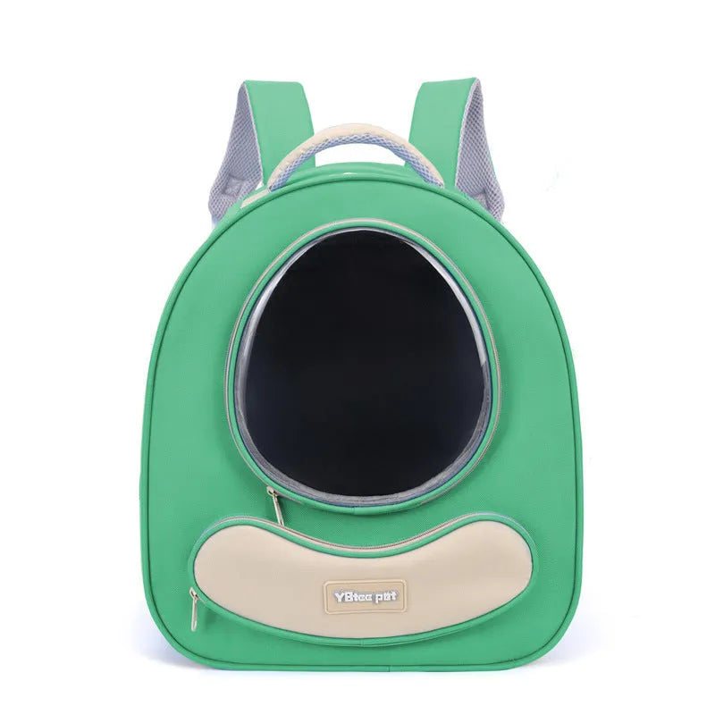Breathable space capsule pet carrier backpack in polyester, large capacity pet bag in blue, red, khaki or green