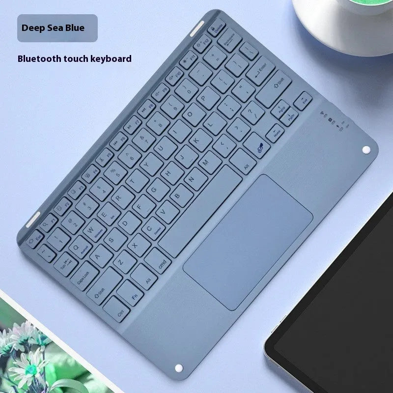 Square Hat Touch Bluetooth wireless charging keyboard in multiple colour options on a desk.