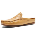 Men's black, grey and yellow breathable gommino semi-slippers with rubber sole