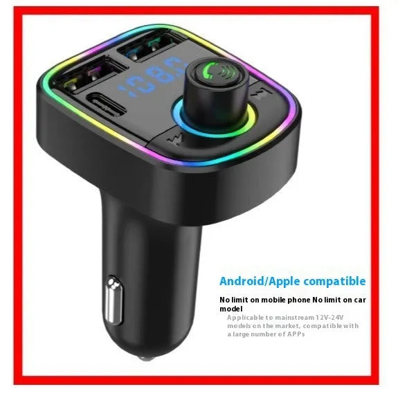 Vehicular Bluetooth MP3 player charger with 1.1 inch display and ABS casing in C2 colour box packaging