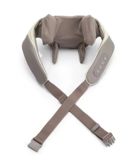 Creamy white rechargeable shoulder and neck massage instrument with kneading function