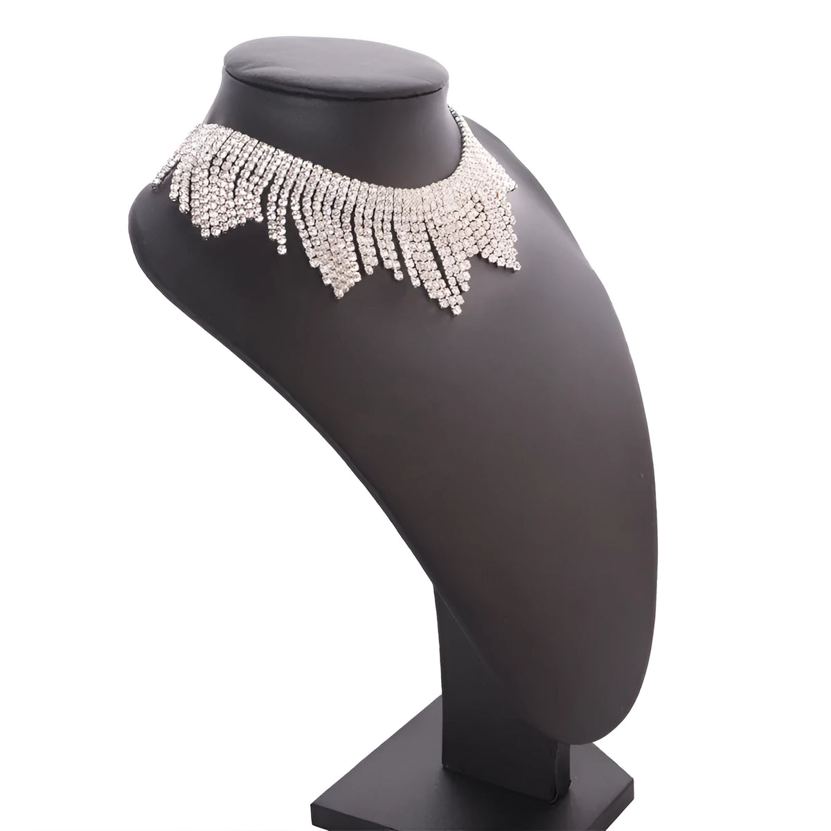 Neck Elements alloy necklace with tassel diamond pendant on box chain in gold colour