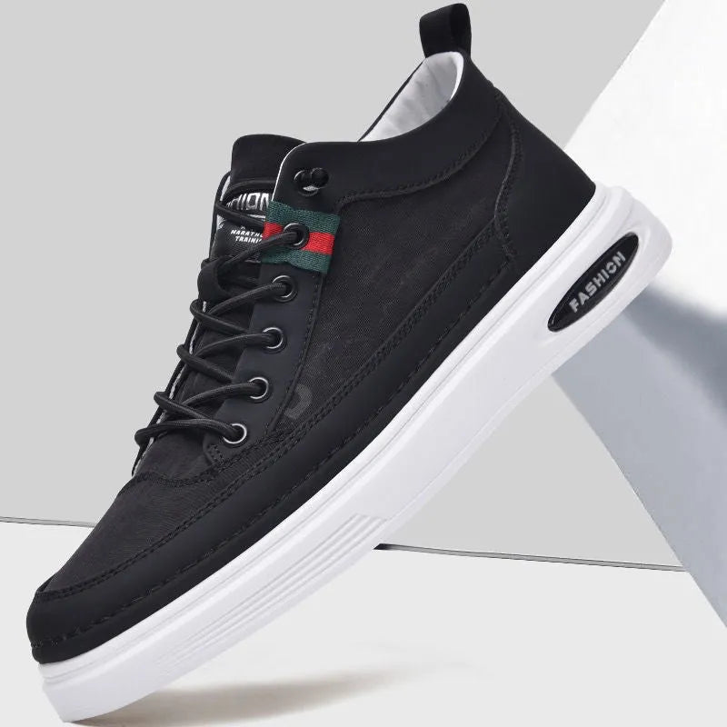 Umbrella cloth breathable sneakers for men canvas upper flat heel black gray green sizes 39 to 48
