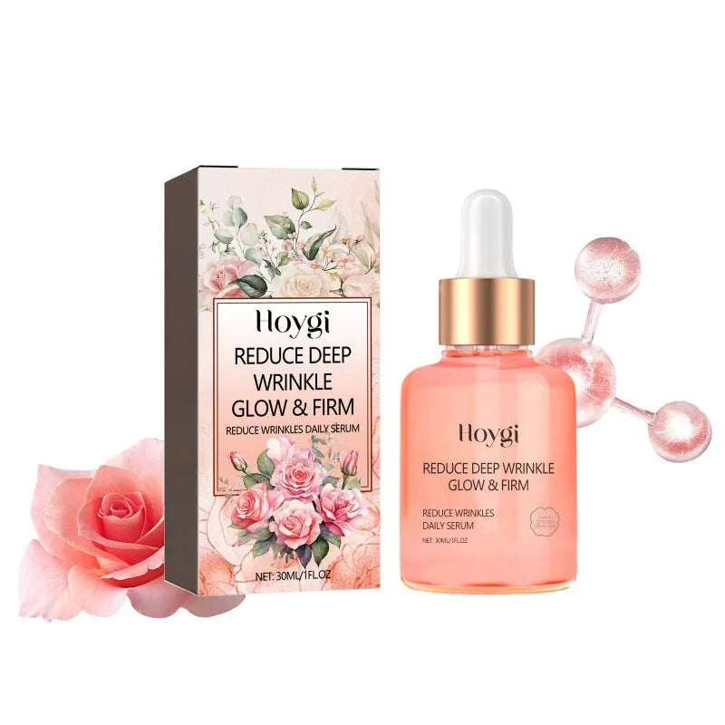 30ml rose essential oil in amber glass bottle for smoothing wrinkles and firming skin