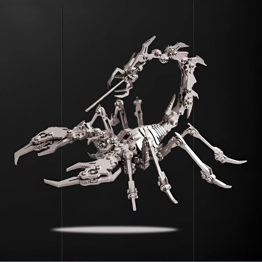 Steel scorpion 3D metal puzzle model DIY kit in assorted colours including red, gold, blue, and green