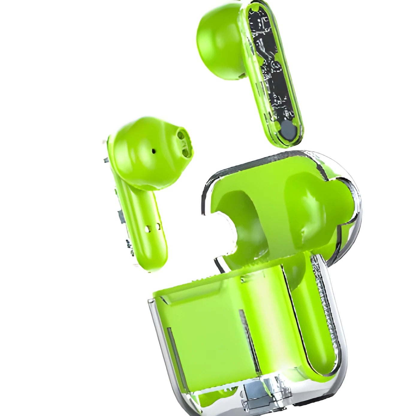 Jerry TM10 TWS earbuds in green with Type-C charging case