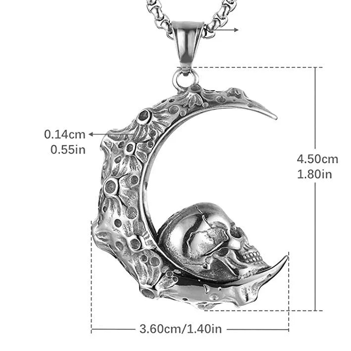 Men's silver skull necklace with stainless steel chain and alloy pendant in sports-style design