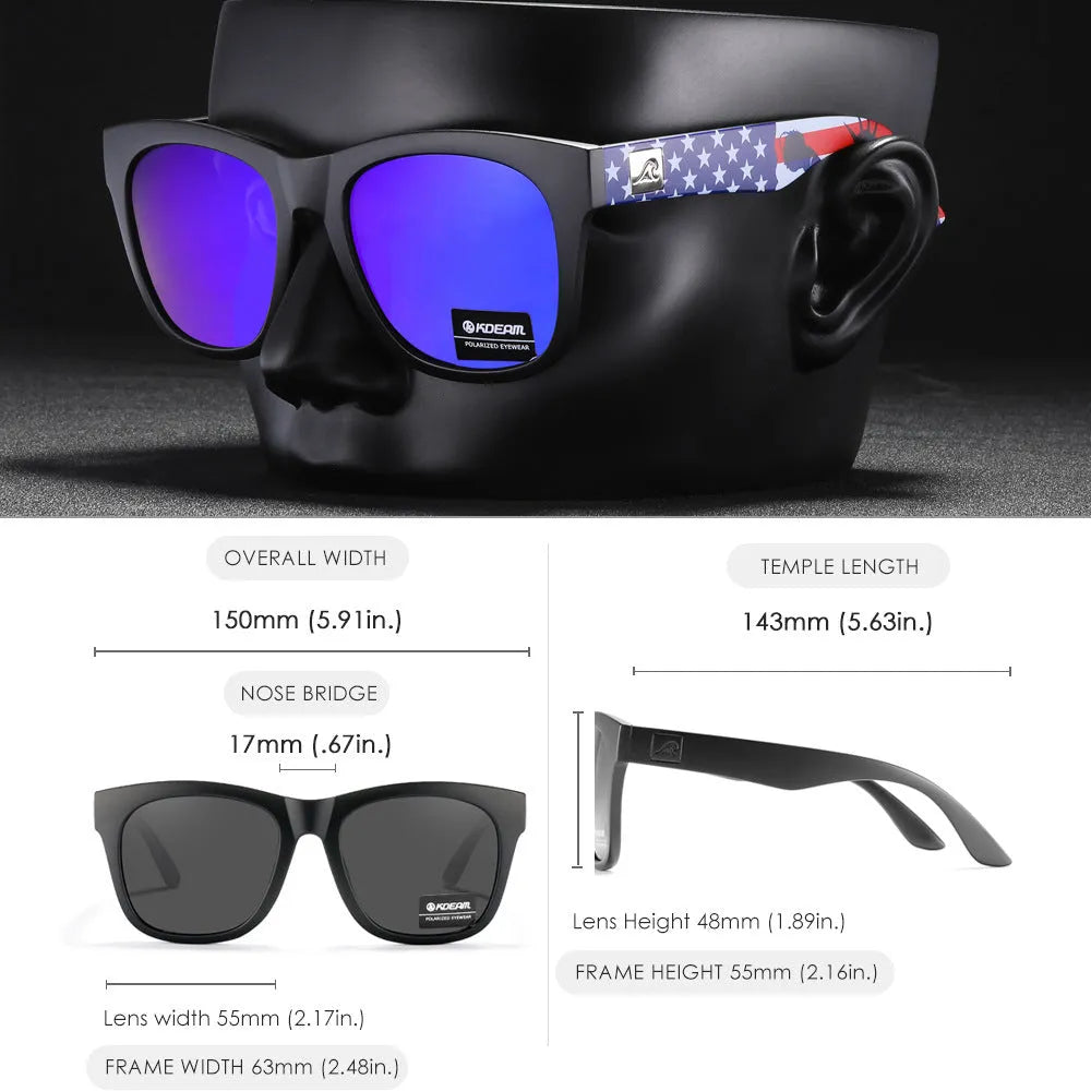 Thickened polarised sunglasses with a dark lens and sturdy frame for outdoor UV protection.