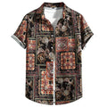 Men's slim fit Hawaiian shirt with short sleeves in digital print pattern