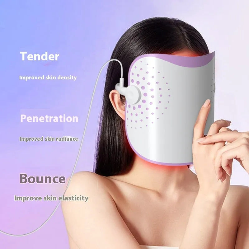 White and purple photon IPL beauty mask device for home facial treatment.