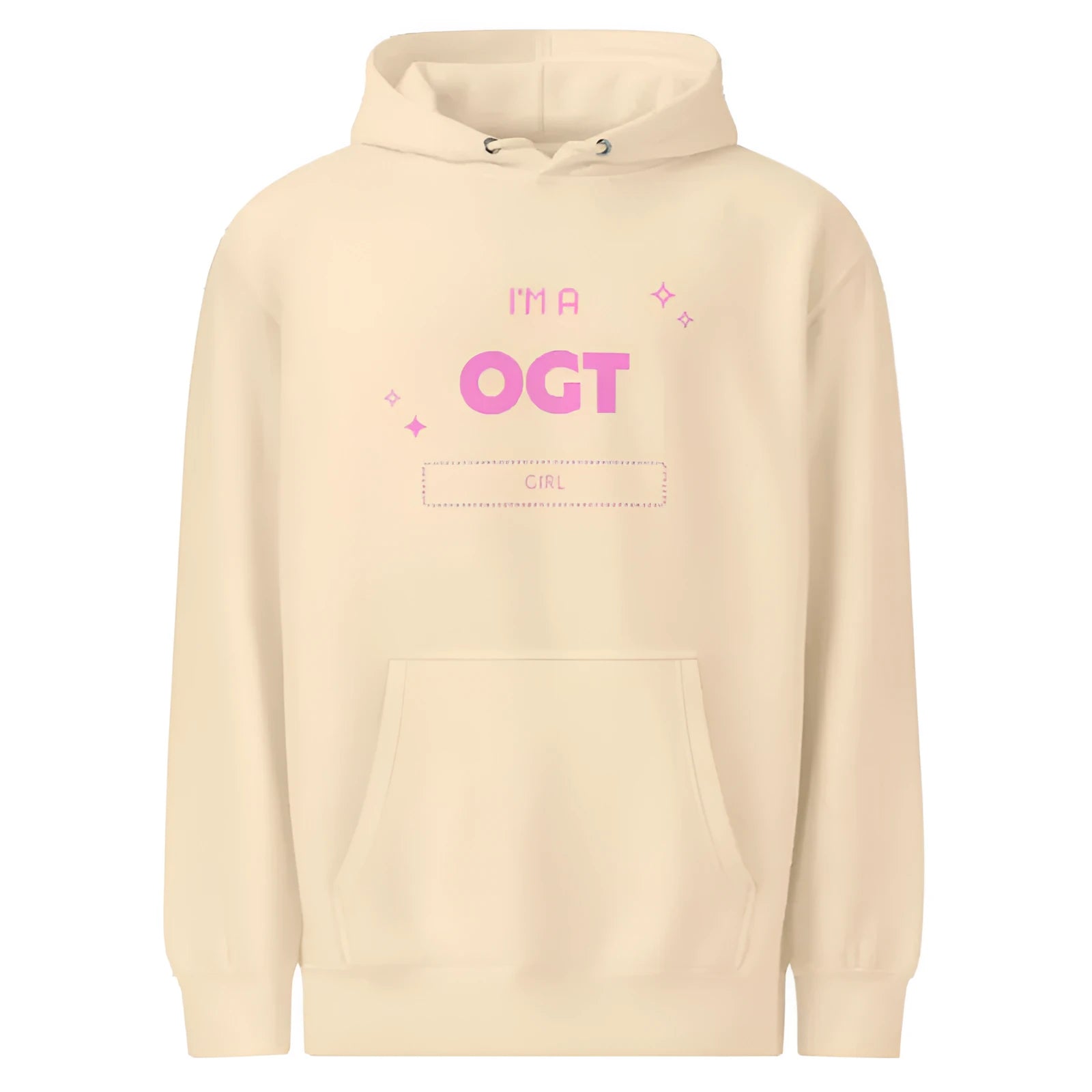 OGT Girl hoodie in Sandshell colour polyester leisure pullover front view