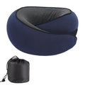 U-shaped memory foam travel neck pillow in a buggy bag colour with storage bag