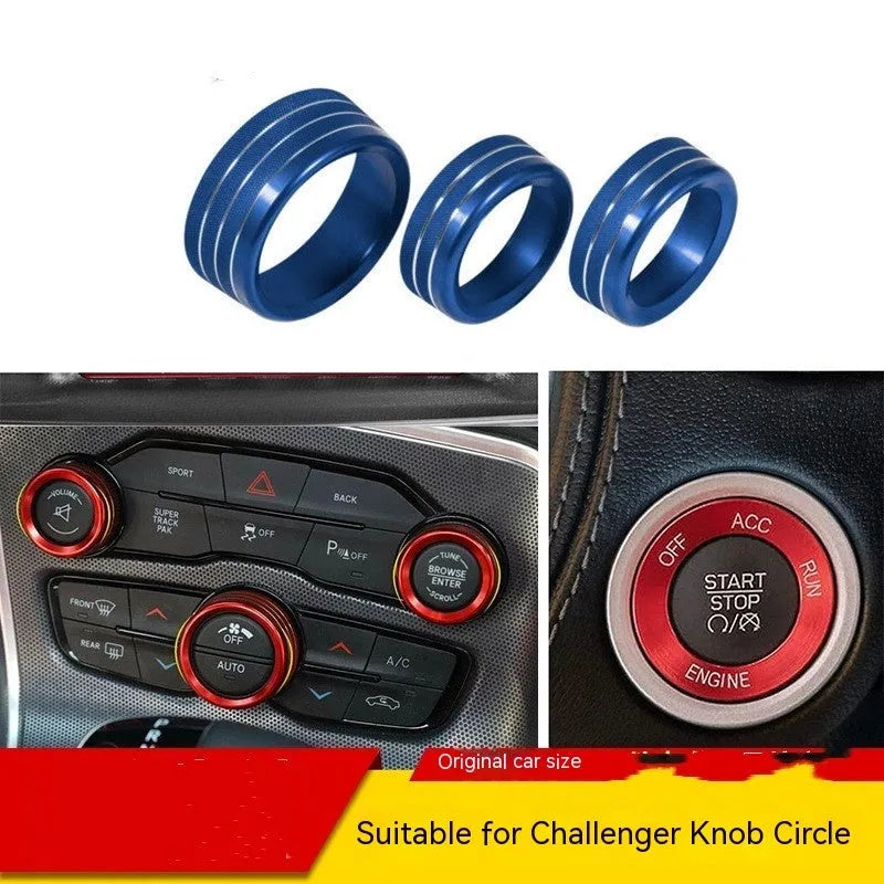 Aluminium alloy decorative knob ring in various colours for Dodge Grand Cherokee 2015-2022 interior modification