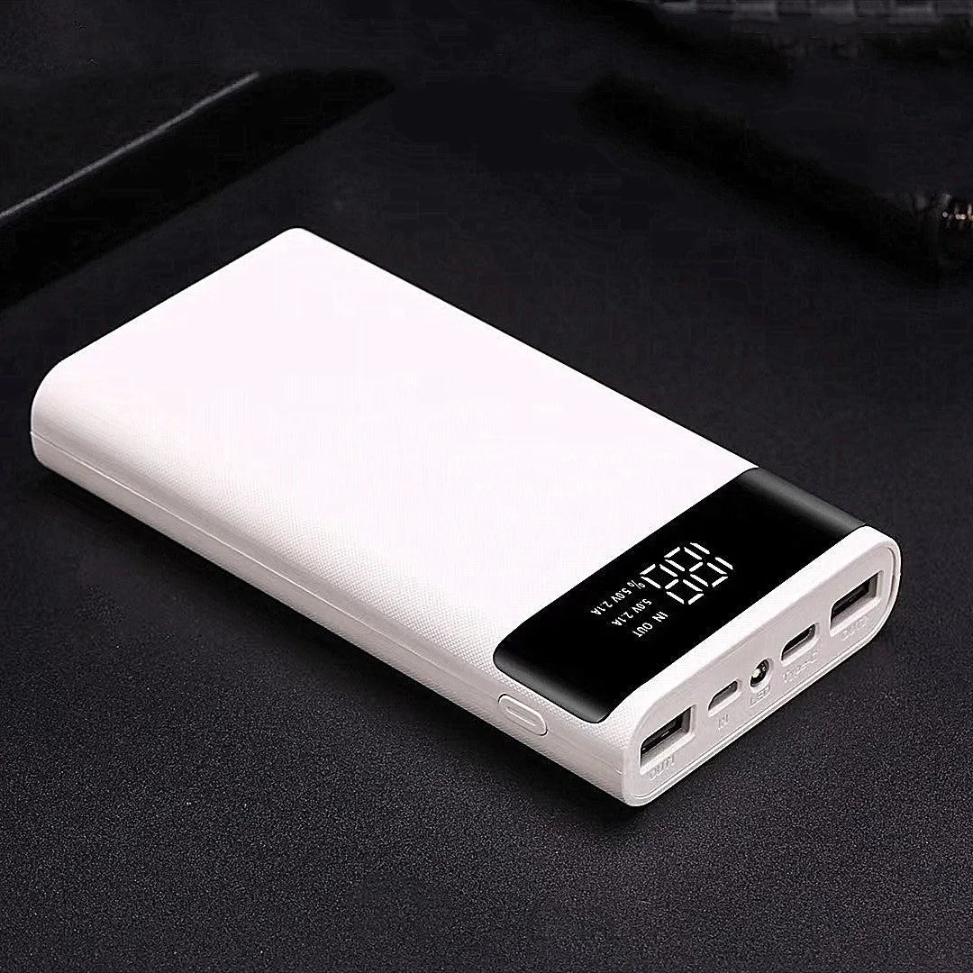 DIY power bank kit with digital display for 18650 batteries in black or white plastic shell