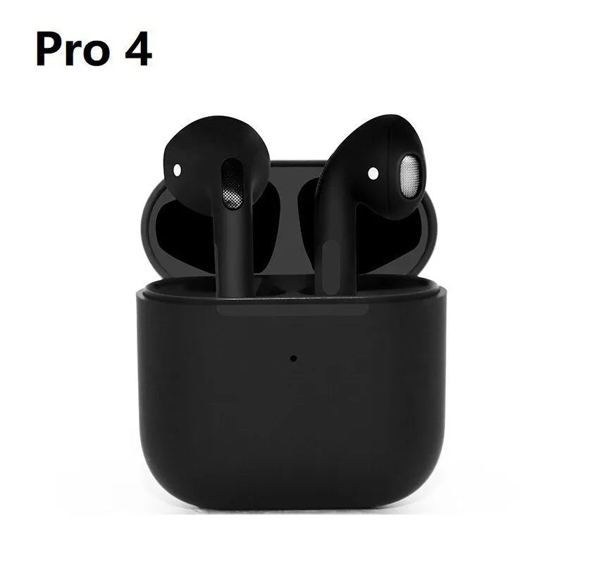 Pro4 White and Pro4 Black wireless in-ear sports Bluetooth headsets on a neutral background.