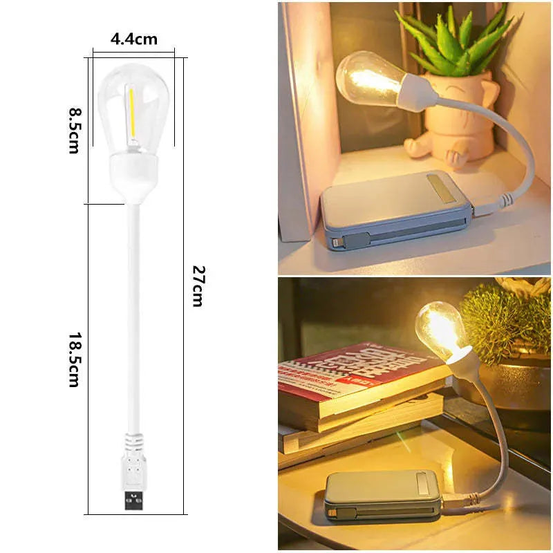 USB rechargeable folding tungsten night light with S14 bulb style in warm white illumination