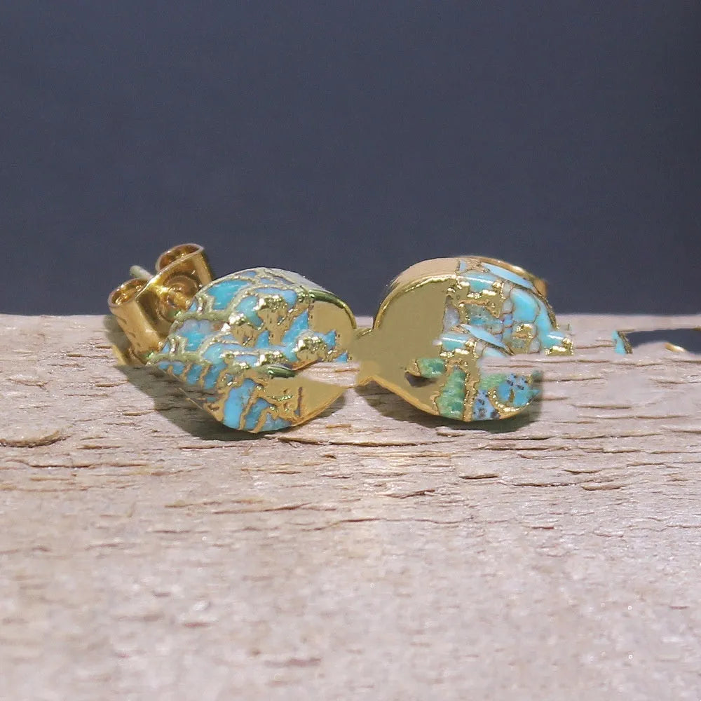 Natural stone bohemian stud earrings handmade irregular shape ER1031 colour