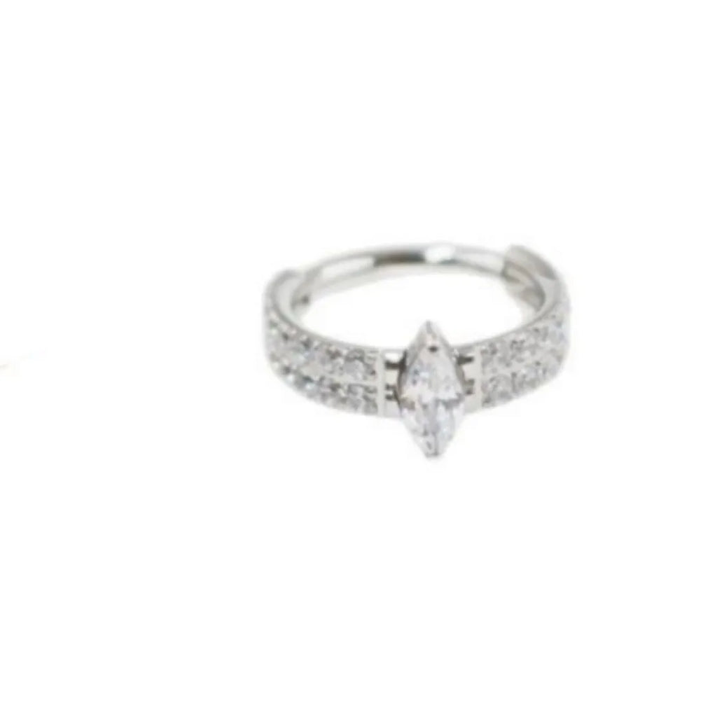 Titanium steel heart earrings with full diamond zircon in gold and silver colours