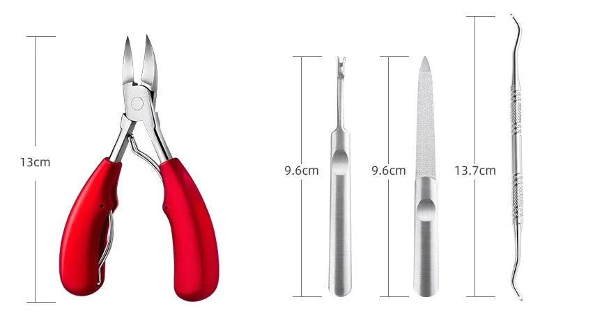 Stainless steel professional nail clipper set with dead skin scissors and coloured ABS handles