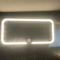 White car sun visor make-up mirror with LED light, ABS frame, aluminium mirror, 24.2 x 12 cm