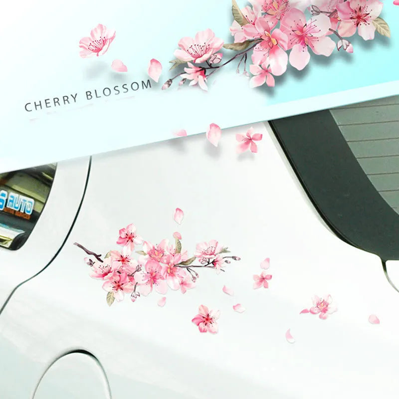 Cherry blossom flower pattern car sticker in PVC vinyl material showing two size options