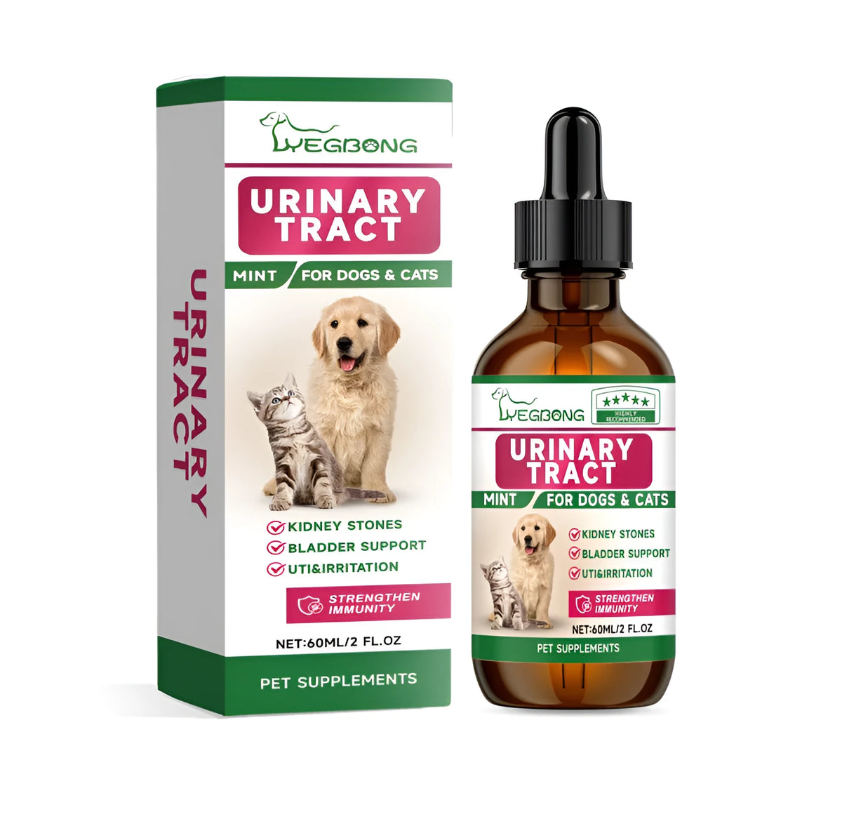 60ml pet dental spray bottle, 3.3x12cm, with mint extract formula for dogs and cats