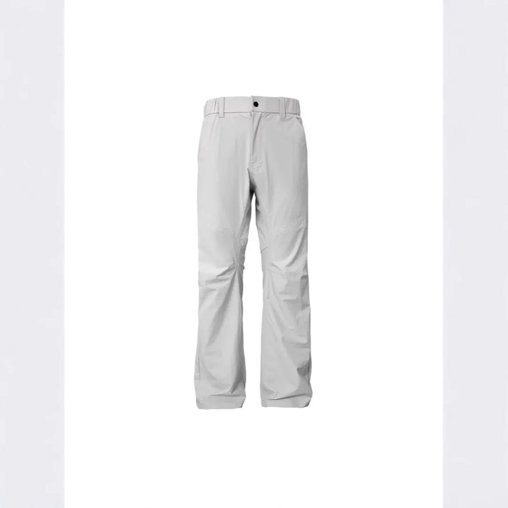 Men's straight leg casual trousers in a grey colour with 3D cutting detail and elastic waistband