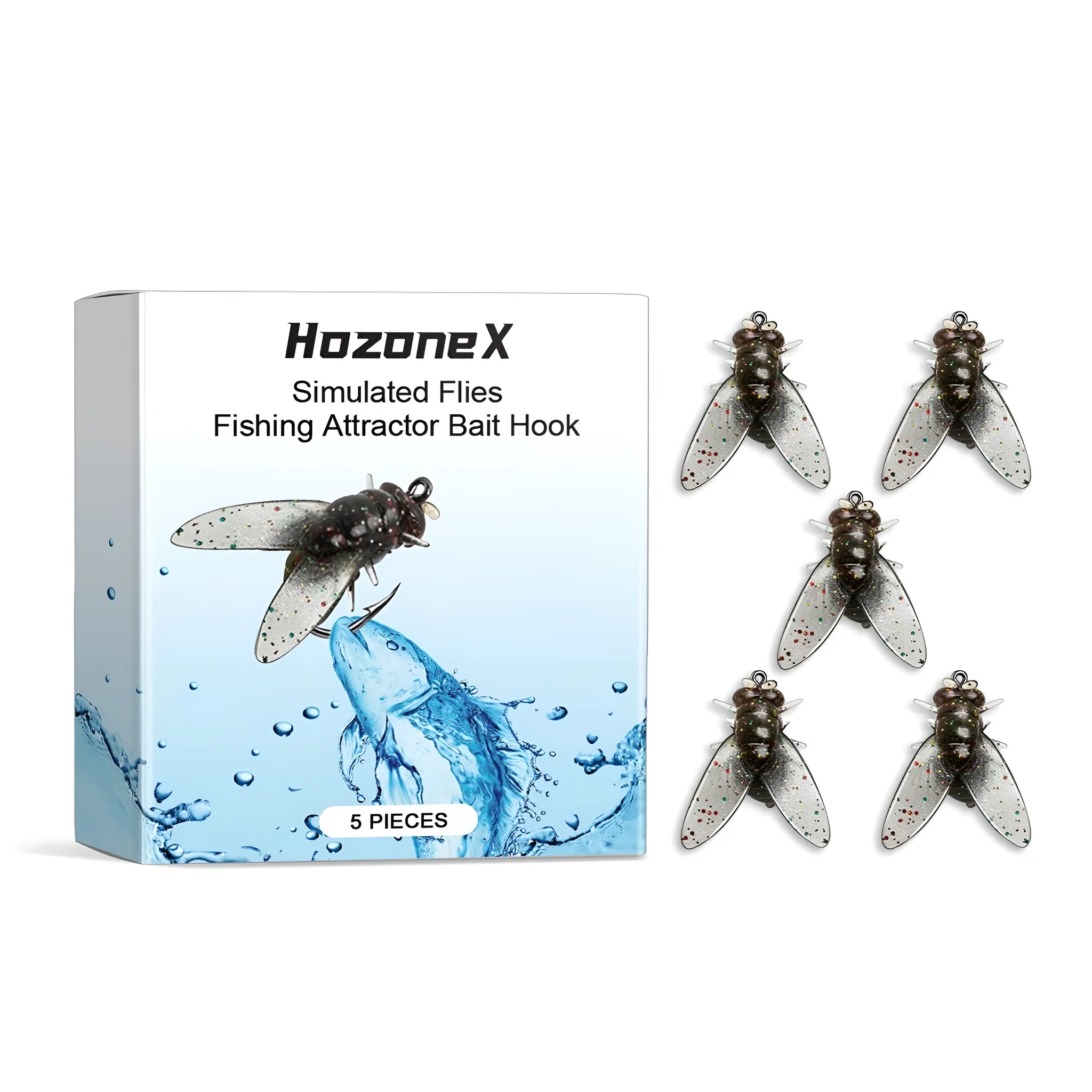 Five small 1.5cm square biomimetic insect soft fishing lures made from TPR and silicone