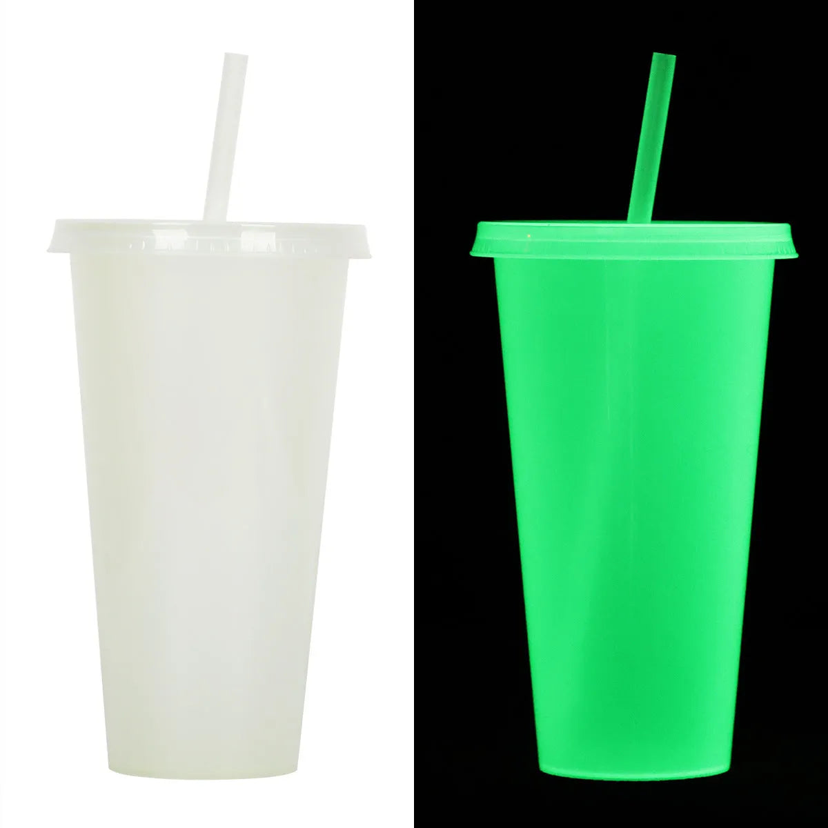 720ml Halloween plastic sippy cup with luminous straw showing cylindrical shape and six colour options