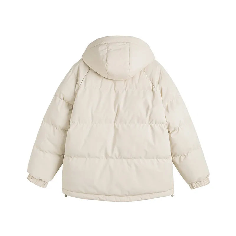 Loose fit padded winter jacket in a solid colour with side seam pockets.