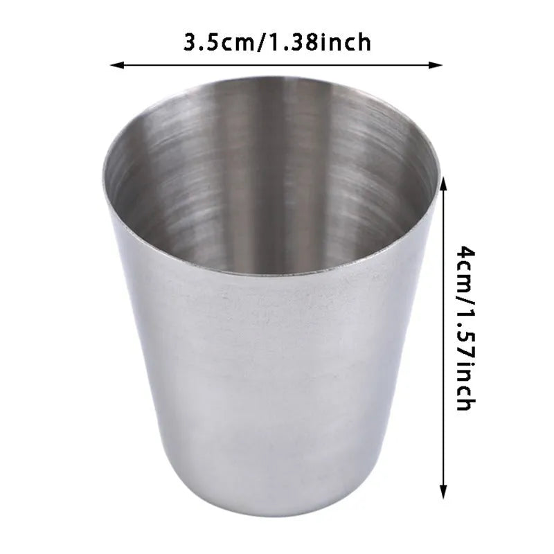 30 ml stainless steel cups with PU leather holder, silver, 4 or 6 cup set