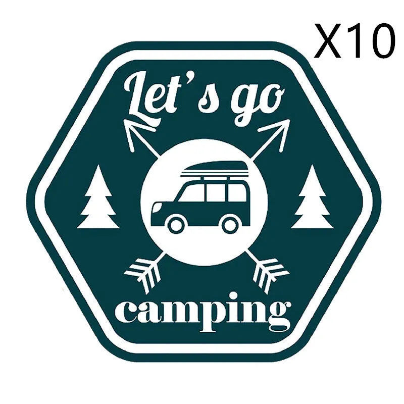 Camping pattern car sticker 14x12.7cm PVC strong adhesion decal