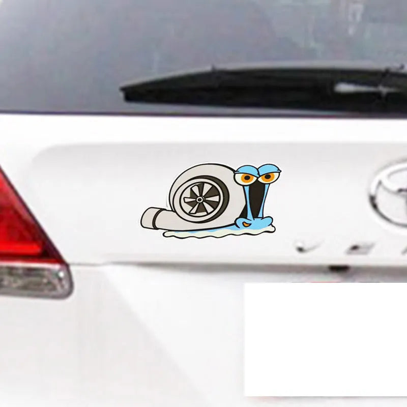 Colourful cartoon snail reflective sticker for car windows and bumpers measuring 12cm by 8cm
