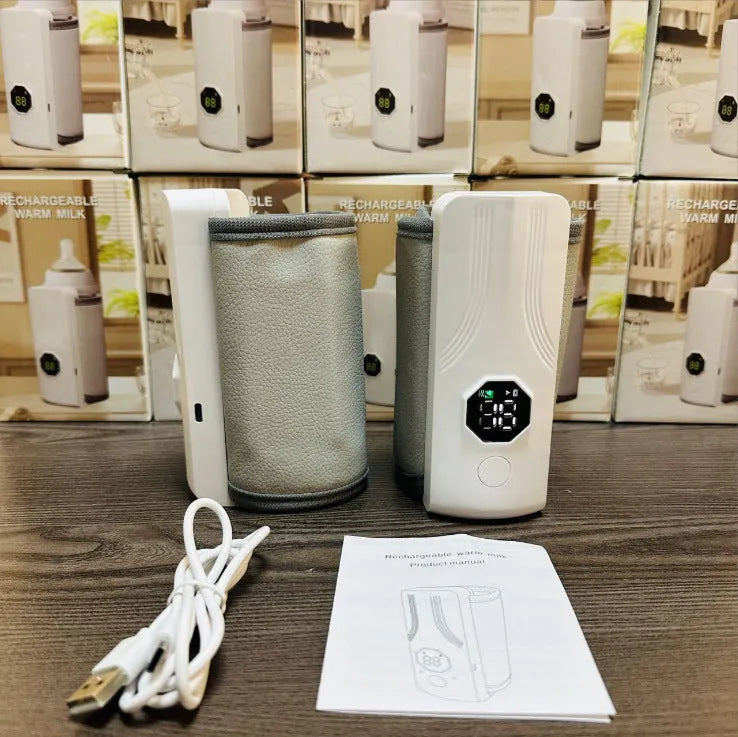 Grey and white portable electric milk warmer for car charger sockets