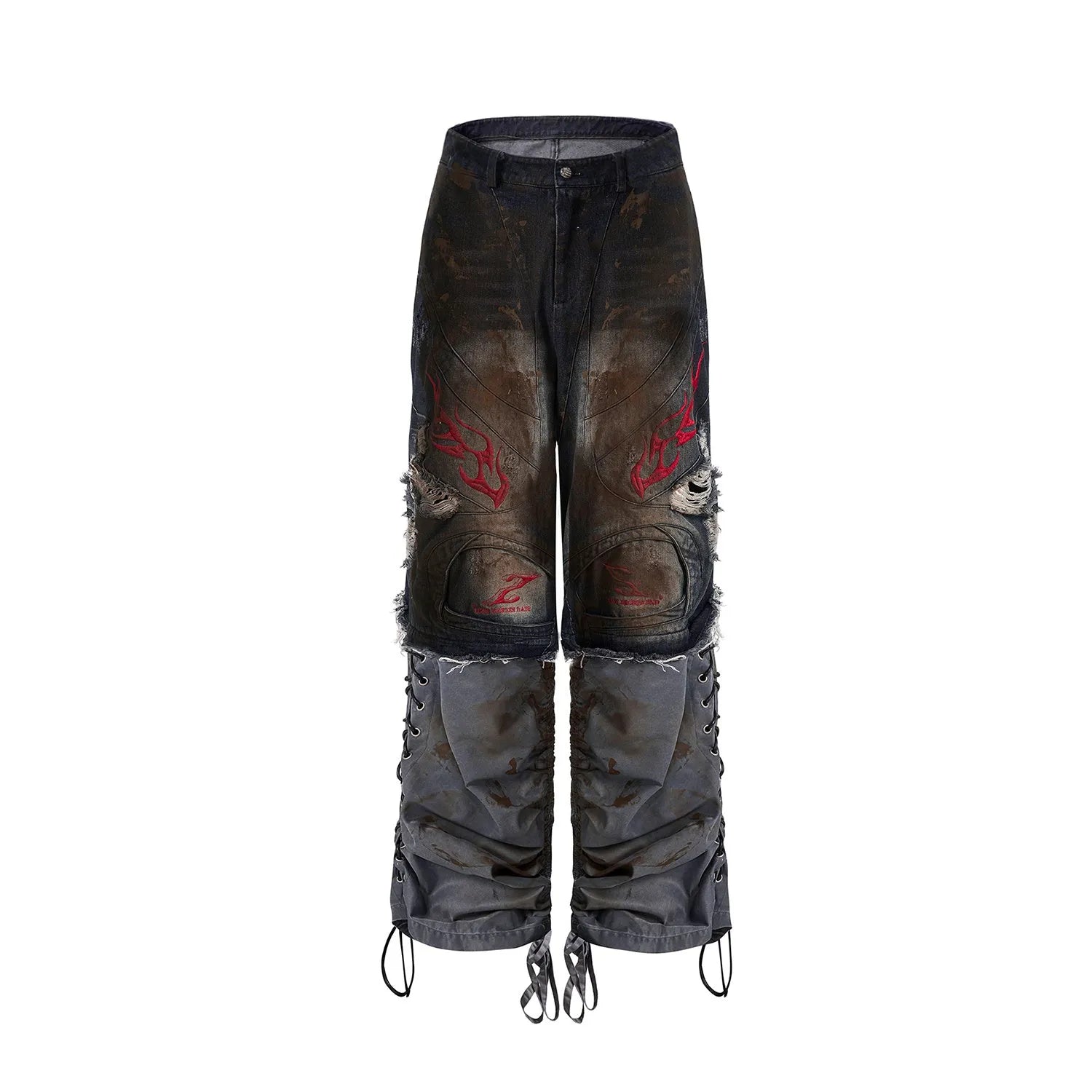 Men's wide leg jeans with detachable trouser legs in denim, shown in picture colour.