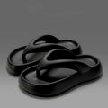 Solid colour thick-soled flip-flops with bow detail in EVA material for summer wear