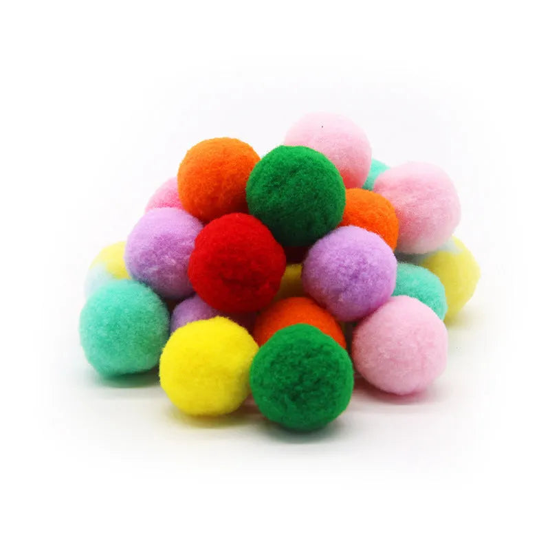 Plush pet toy ball launcher gun set with soft 3cm yarn balls for interactive indoor play