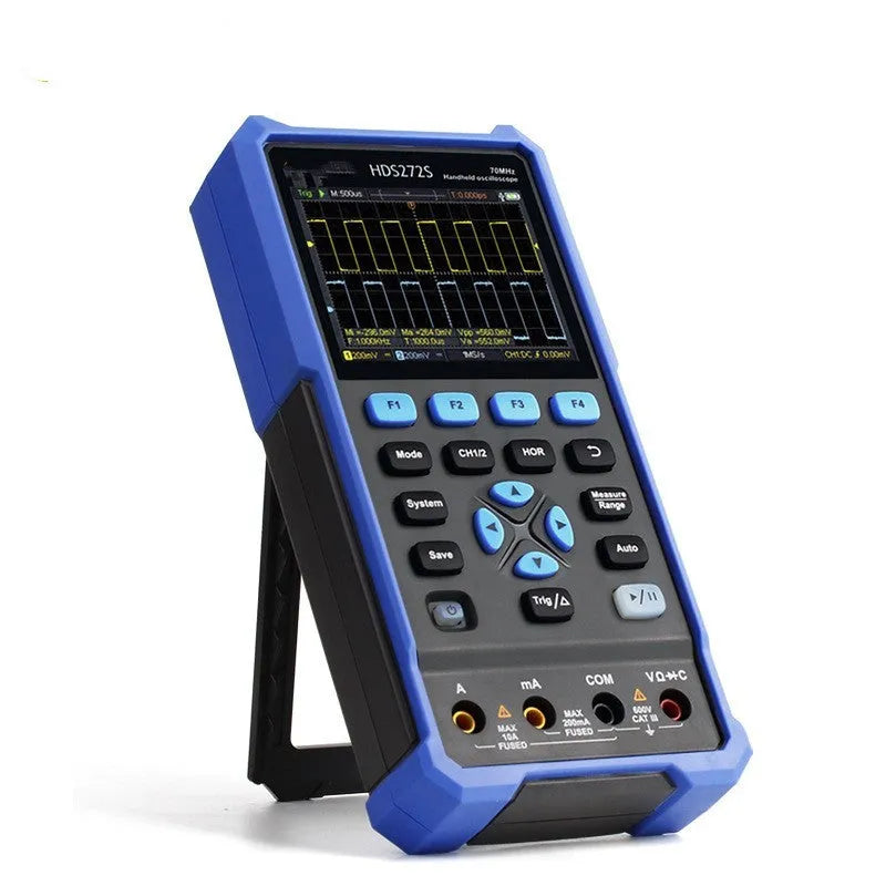 Owon HDS272 handheld digital oscilloscope with probe and accessories for auto repair
