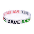 Palestine flag silicone wristband in black or white with ink inlay, unisex geometry bracelet, single or set option