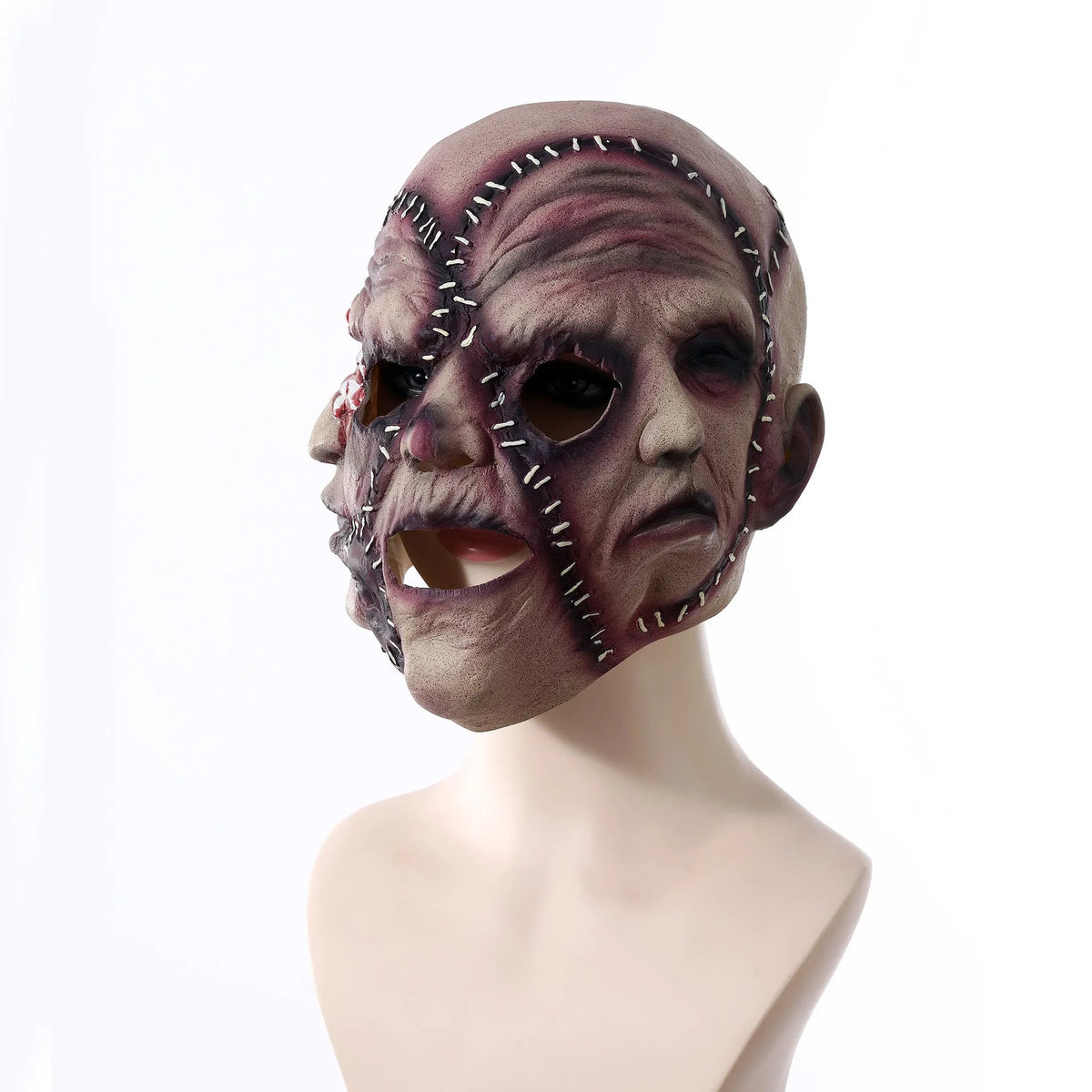 Adult three-sided grimace horror mask made from natural latex for Halloween cosplay.