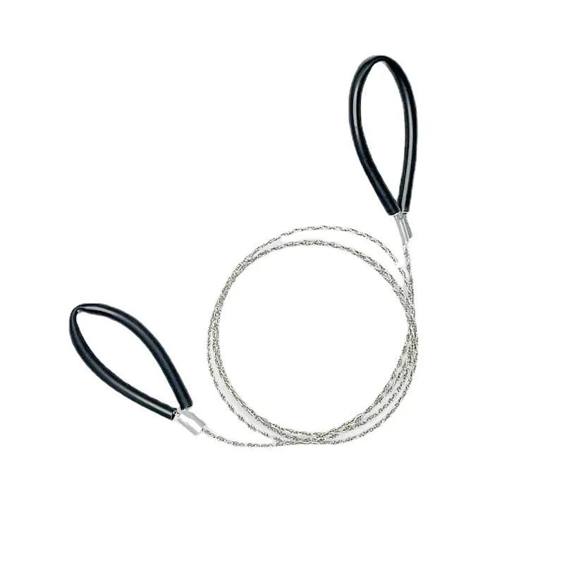 Portable survival wire saw with leather case showing black and red colour options