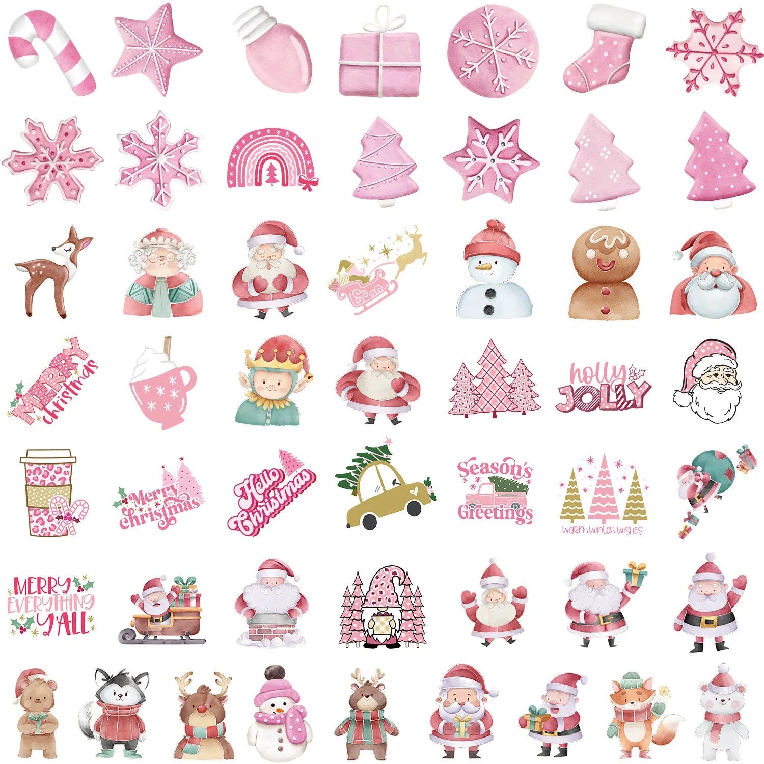 50 Christmas decoration waterproof stickers in cute style for cars phones computers
