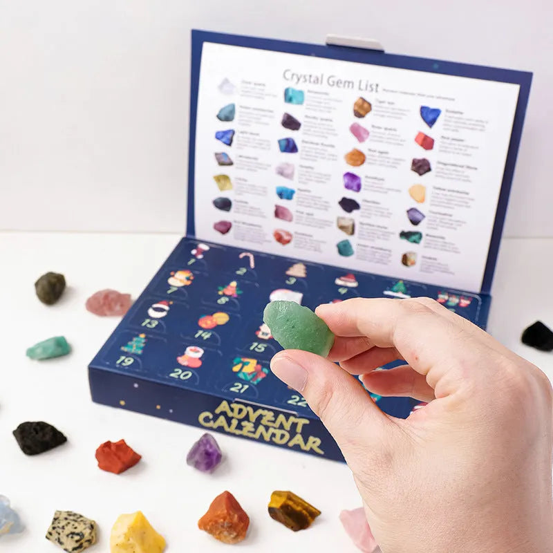 Christmas Doll Countdown Calendar Advent Crystal Stone Mine Standard blind box with rough stone style stone toy