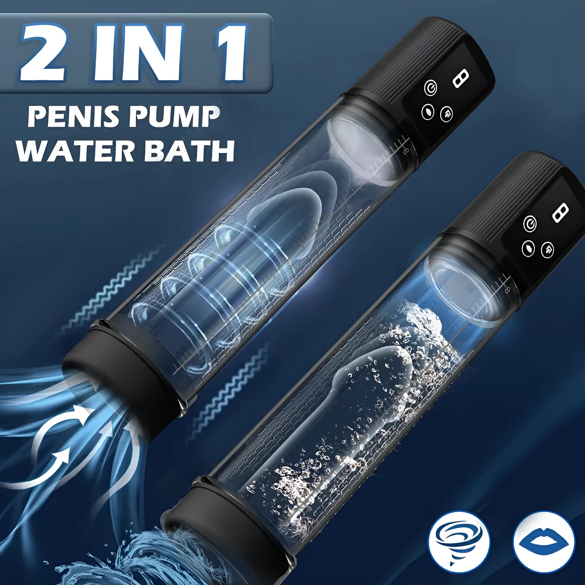 Men's electric penis pump for vacuum stretching exercises with ABS and TPE construction
