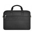 Black Oxford cloth laptop backpack with multiple pockets and a lock, shown in 14 inch and 15.6 inch sizes.