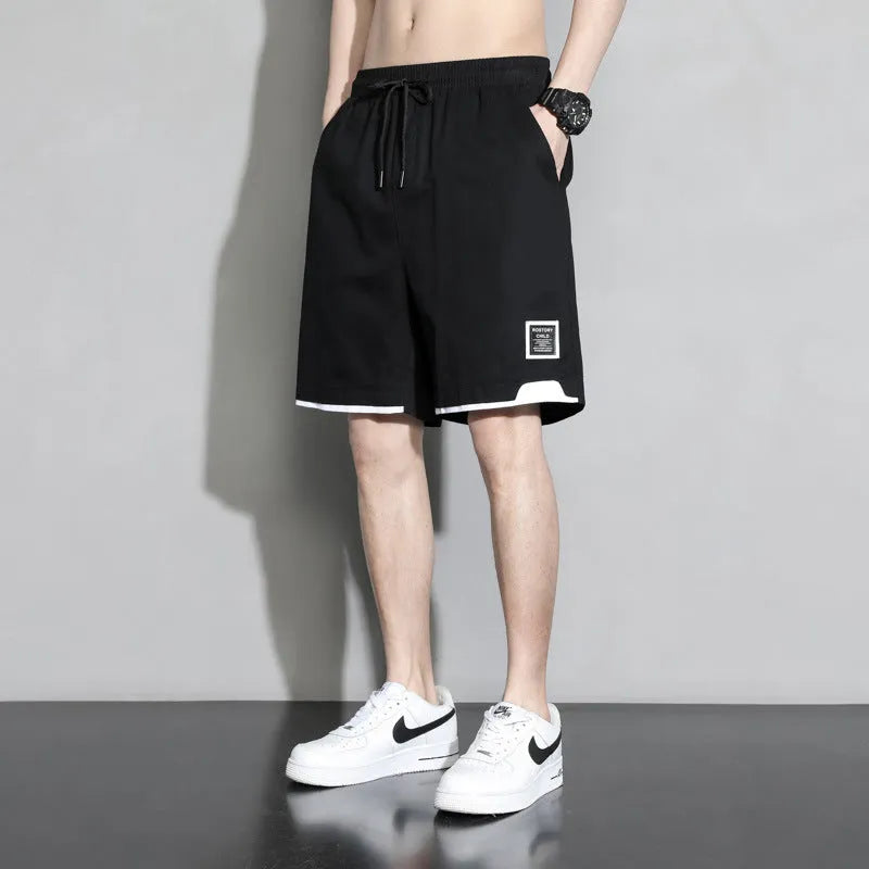 Cotton shorts for boys in plus sizes, available in black, khaki, and white.