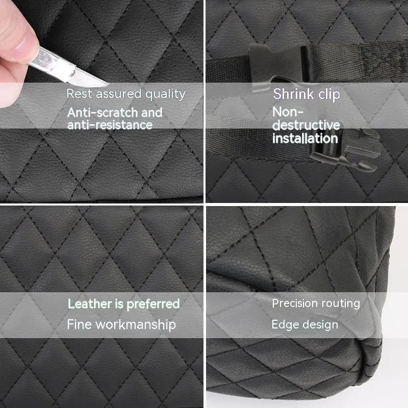 Leather hanging storage bag for car interior organisation in multiple colours