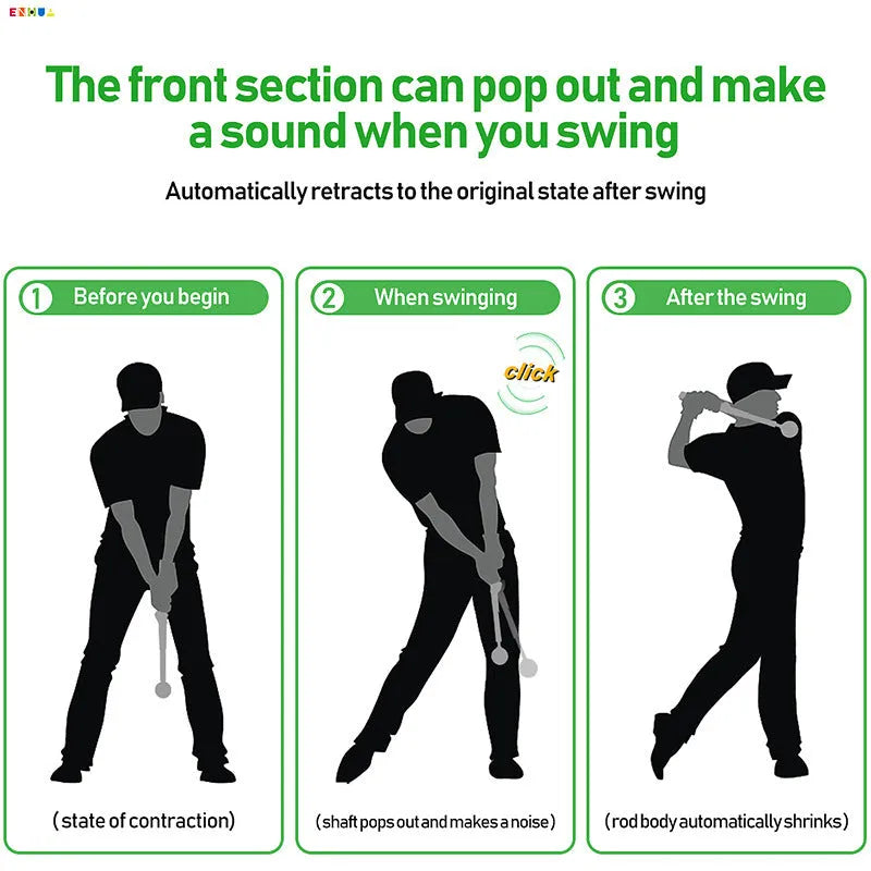 Telescopic golf swing simulator trainer in stainless steel with adjustable extension